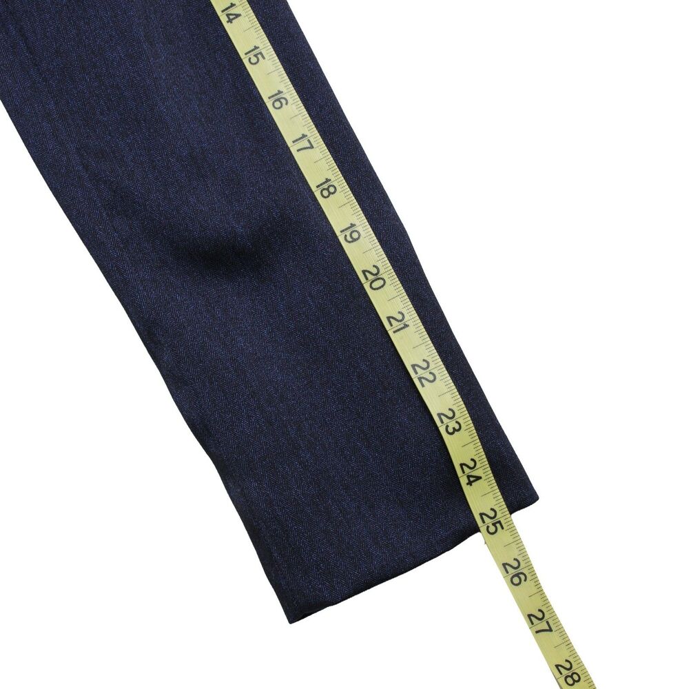 Anne Klein Size 10 Navy Blue Herringbone Twill One Button Blazer Notch Collar - Picture 9 of 12